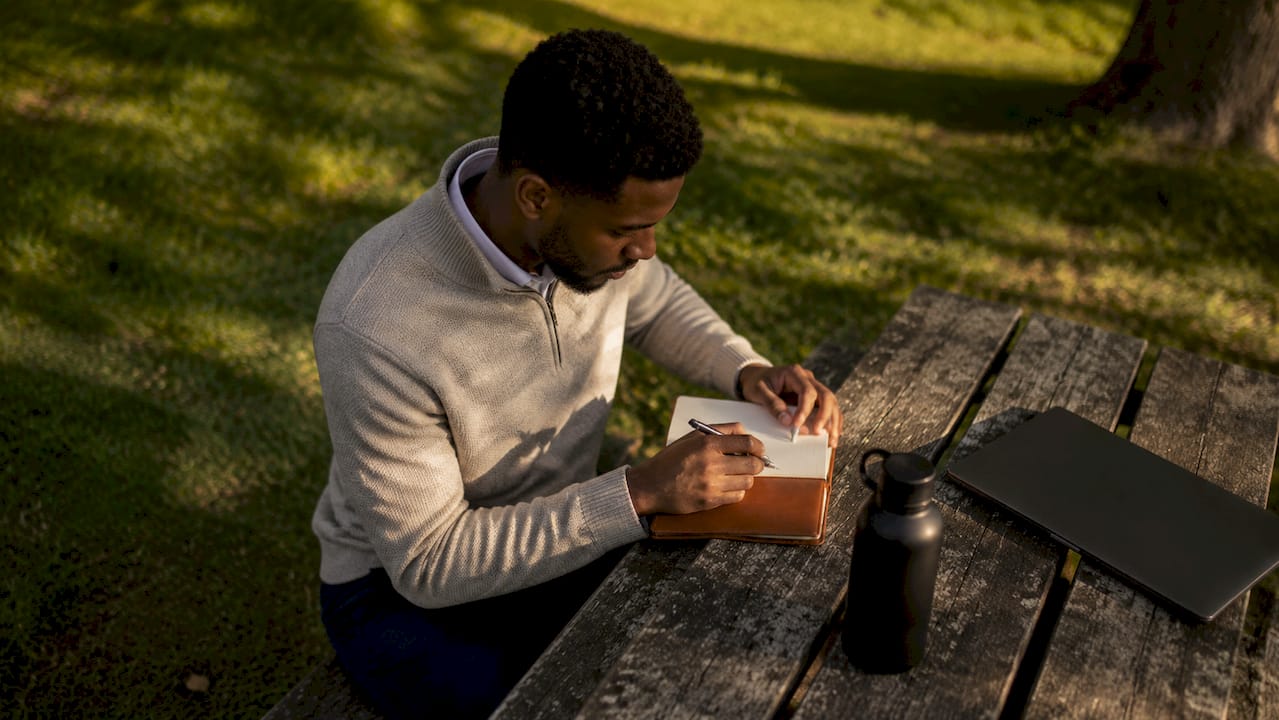 Solo leader reflecting and journaling