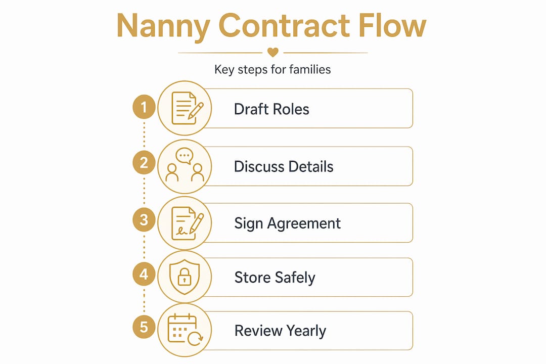 Infographic showing key nanny contract steps