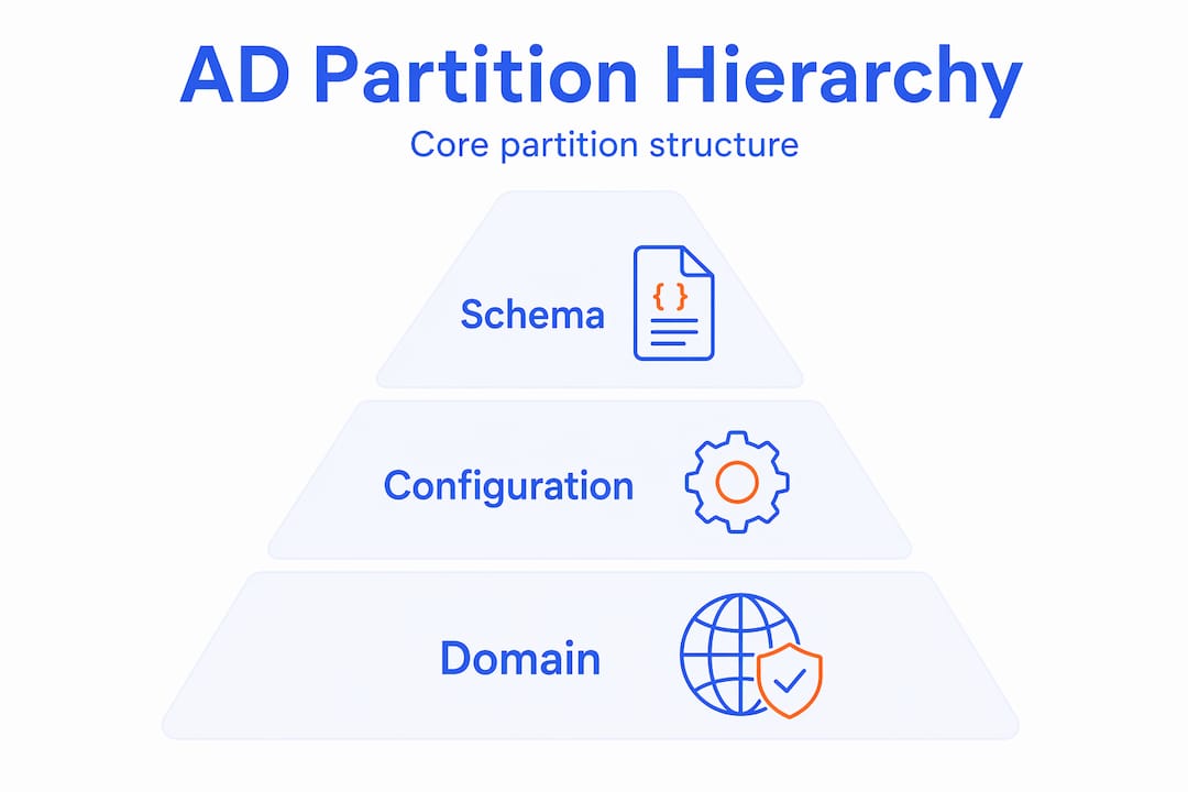 Infographic of AD partition hierarchy pyramid