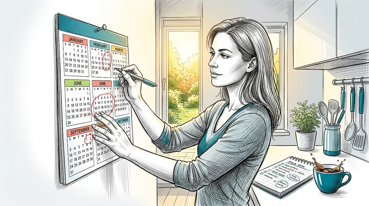 Hands marking negotiation timing on calendar