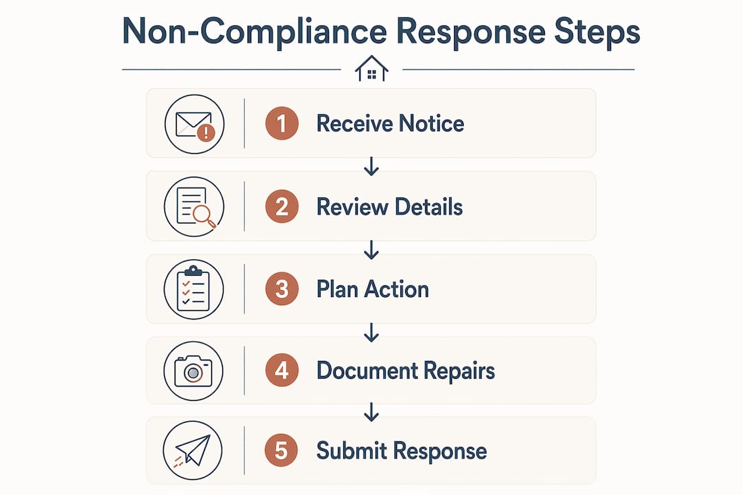 Infographic illustrating steps to respond to a non-compliance notice