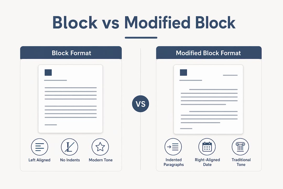 Infographic comparing block and modified block formats