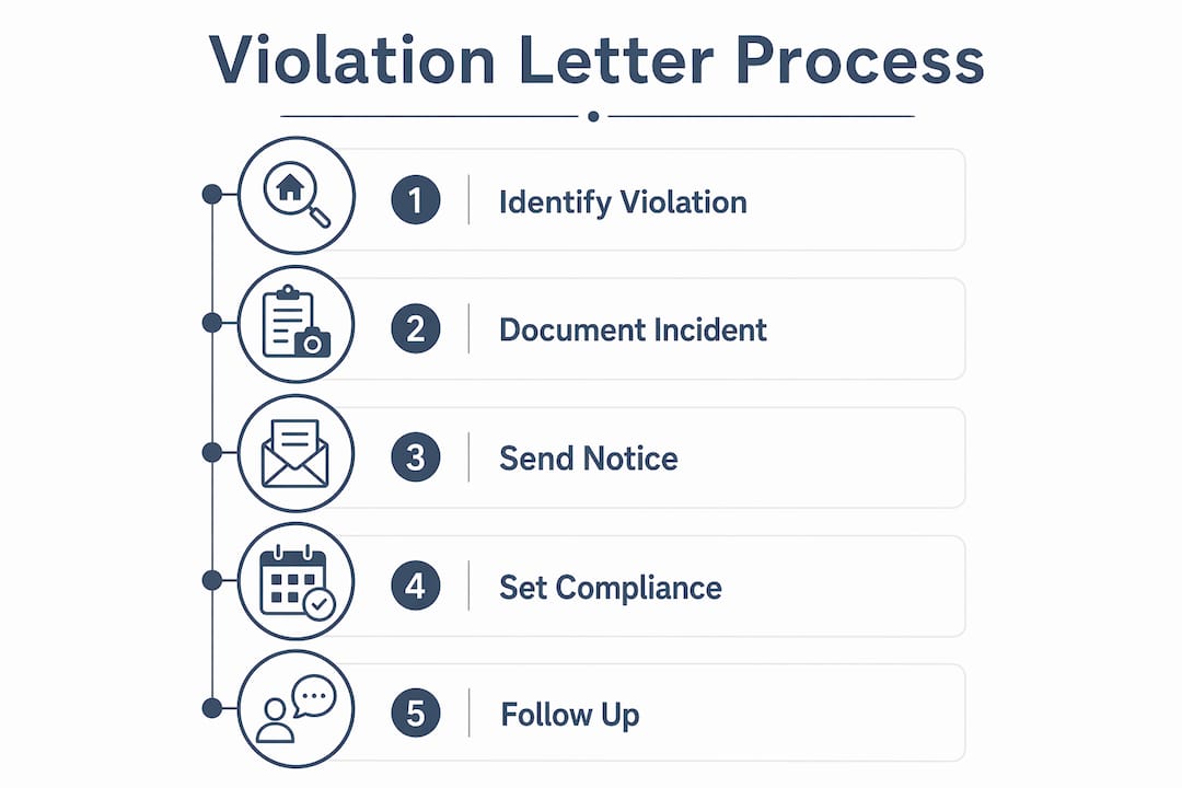 Infographic outlining steps in violation letter enforcement process