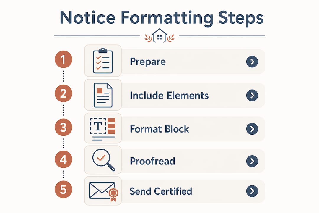Infographic showing steps to format formal HOA notices