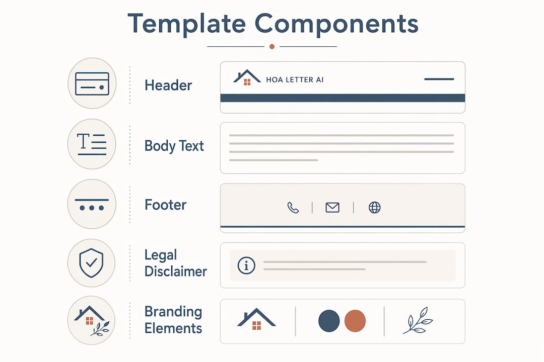 Infographic illustrating key components of letter templates in organizations