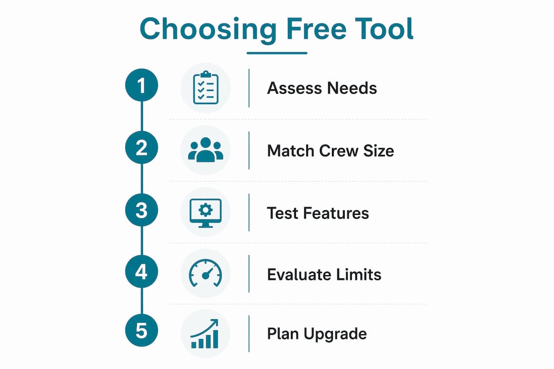 Infographic outlining steps to choose free plumbing tool