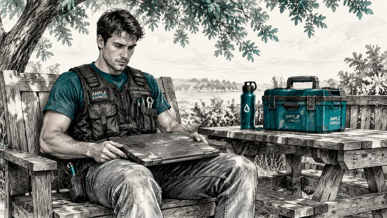 Technician in break room during training downtime