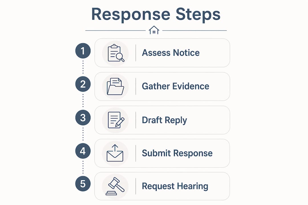 Infographic illustrating HOA compliance response steps