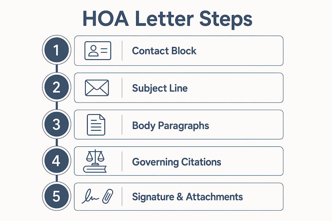 Infographic illustrating key HOA letter components