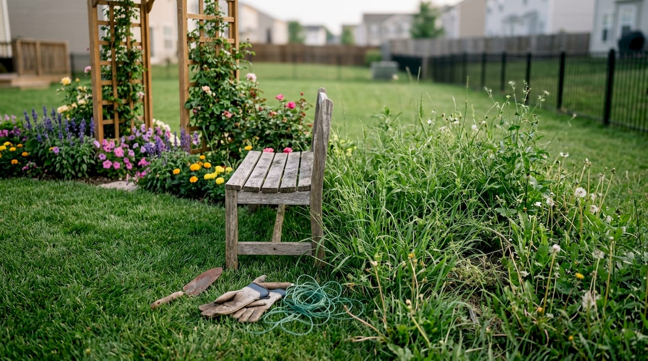 Front yard showing common landscaping violations