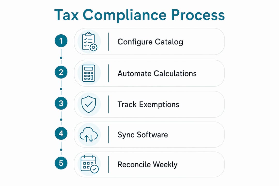 Infographic summarizing plumbing tax compliance steps