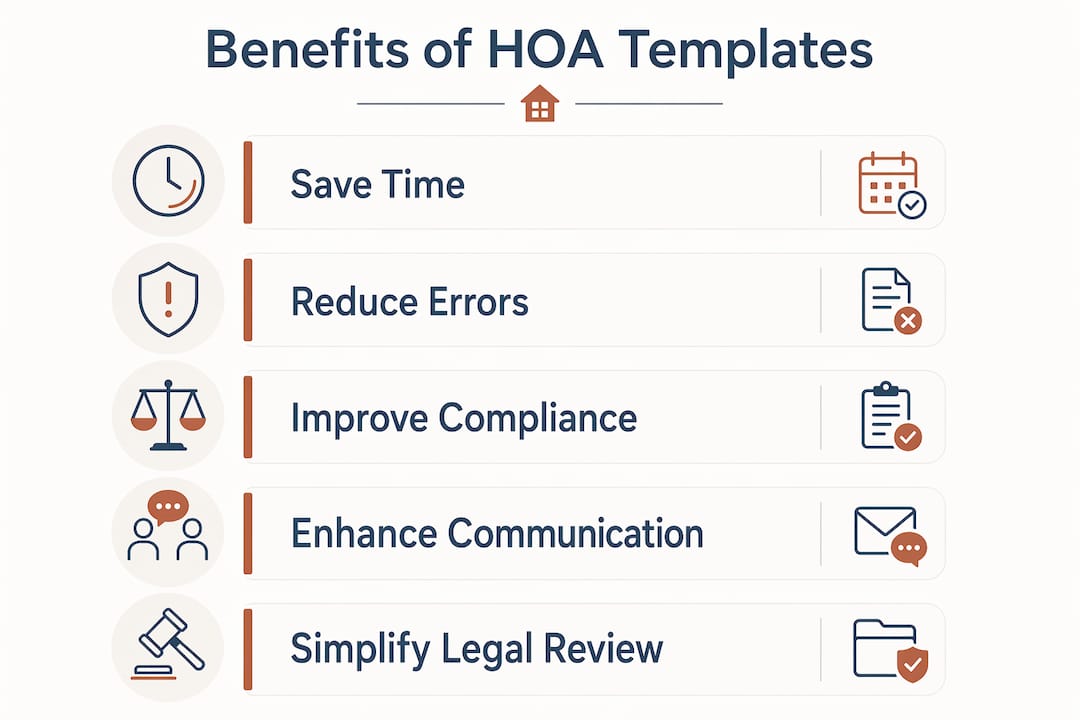 Infographic illustrating HOA board template benefits