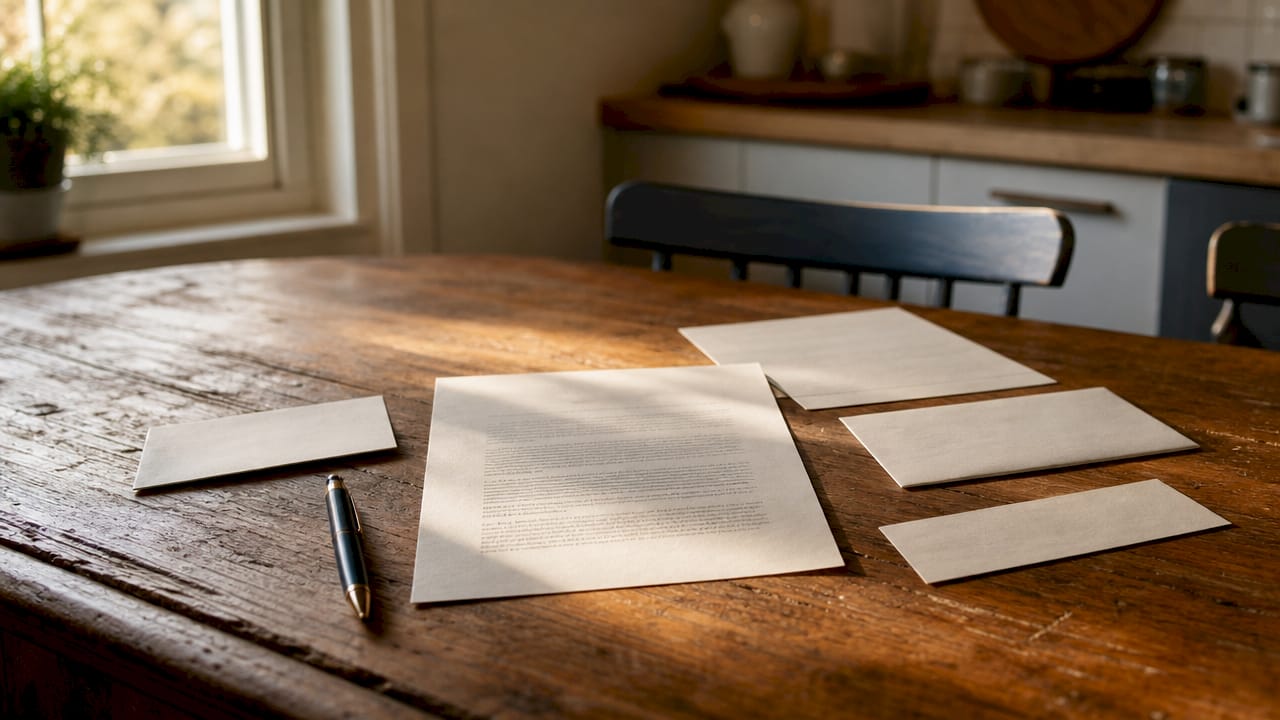 Overhead view of professional letter components