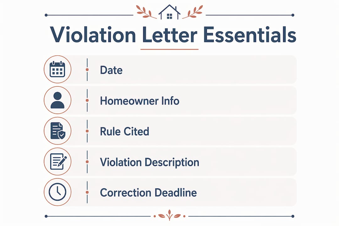 Infographic showing key elements of HOA violation letter