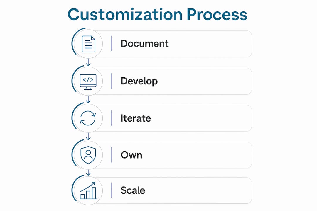 Infographic illustrating customization process steps