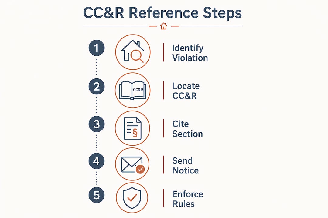 Infographic detailing steps of CCR reference in HOA letters