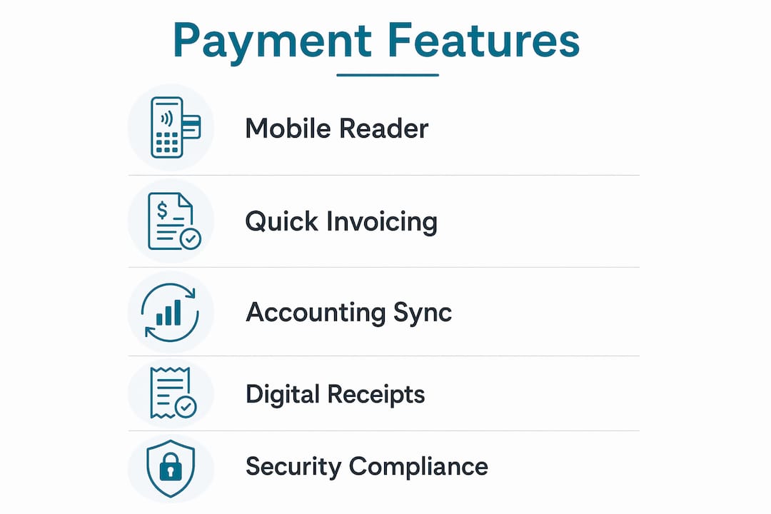 Infographic of key plumbing payment processing features