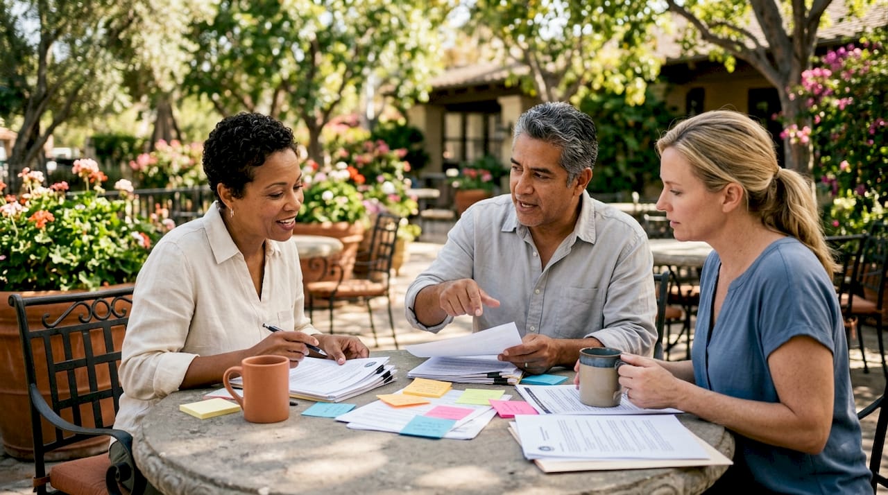 HOA board members reviewing enforcement letters