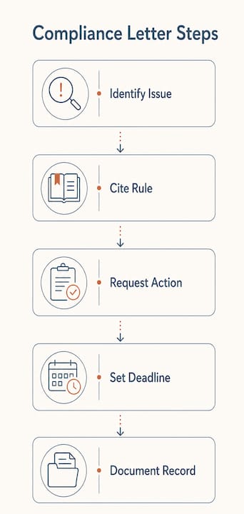 Infographic showing compliance letter essential steps