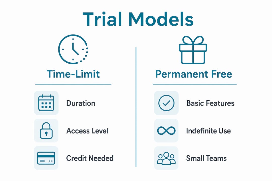 Infographic comparing plumbing software trial models