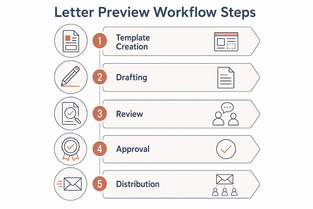 Infographic illustrating letter preview workflow steps