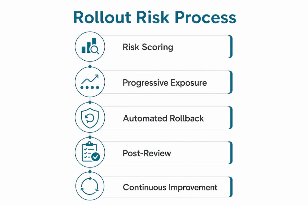 Infographic illustrating rollout risk software process steps