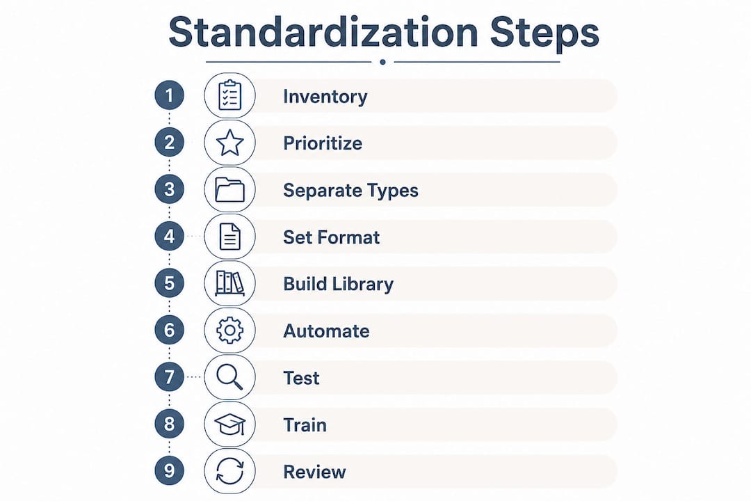 Infographic outlining letter standardization steps