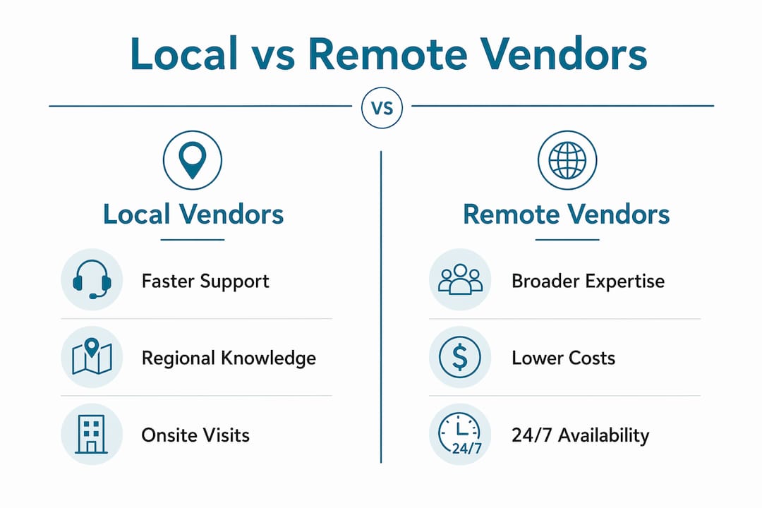 Infographic comparing local and remote software vendor advantages