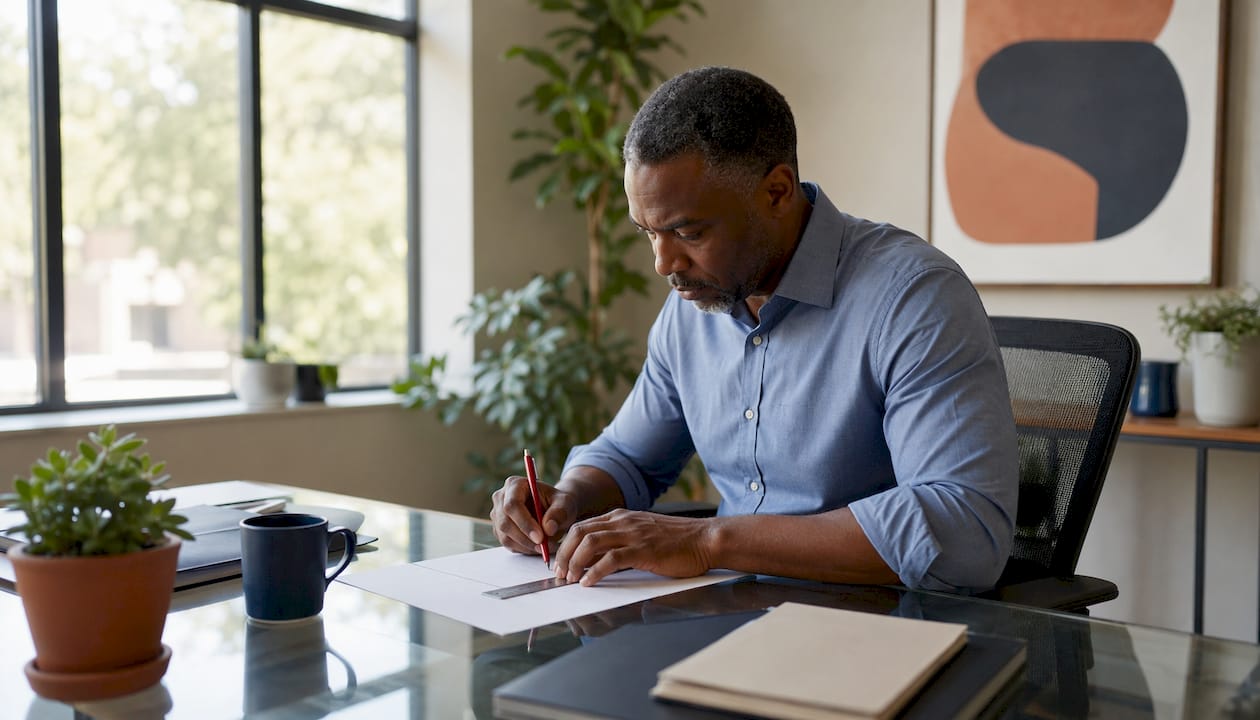 Hands formatting professional onboarding letter block style