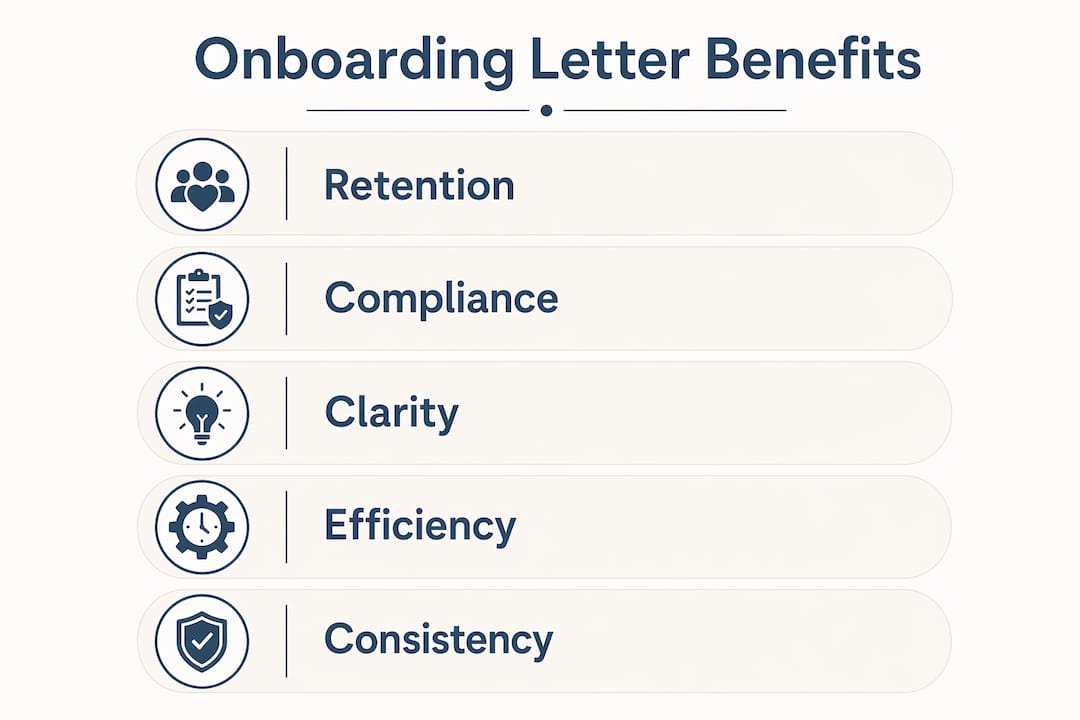 Infographic showing benefits of standardized onboarding letters