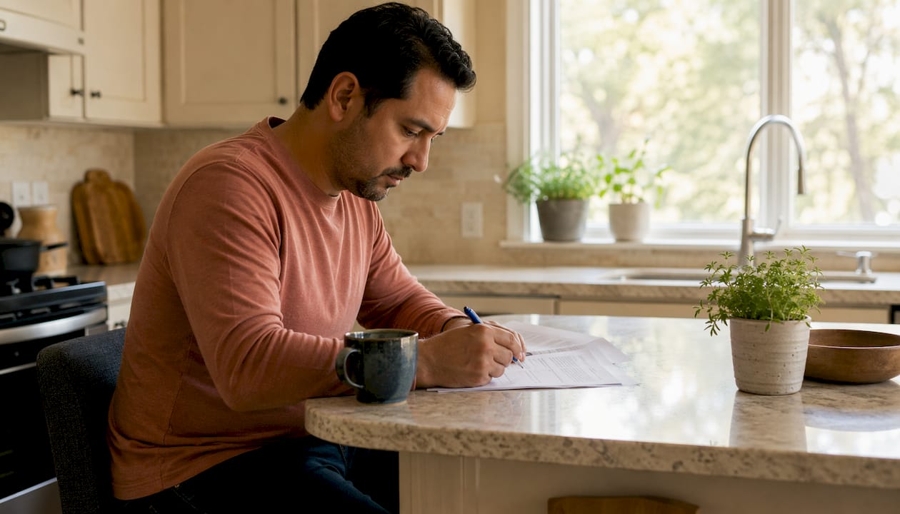 Hands marking notes on HOA compliance letter