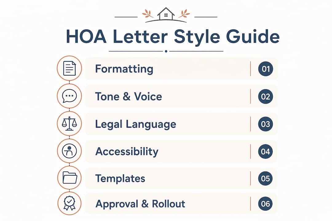 Infographic showing key elements of HOA style guide