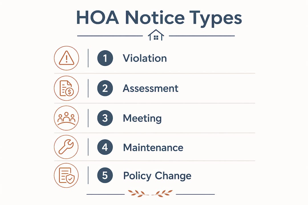Infographic illustrating types of HOA notices