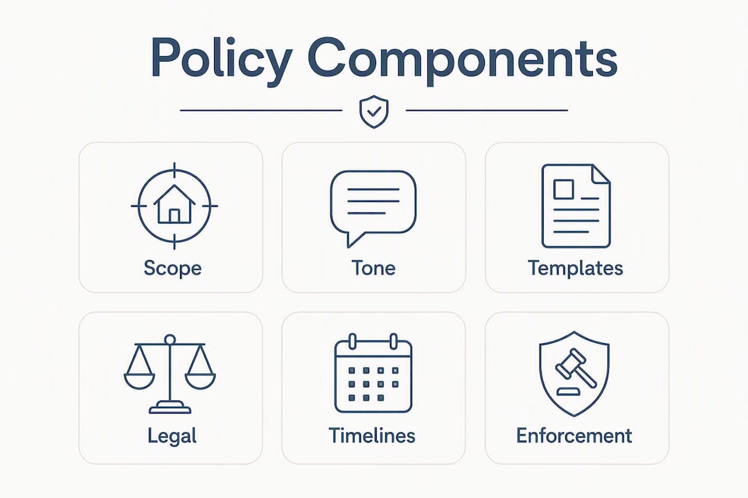 Infographic showing HOA communication policy components