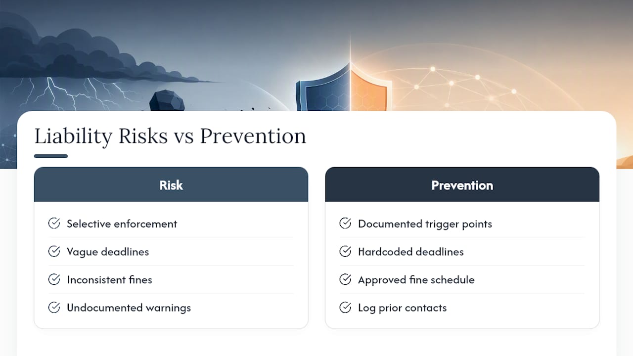 Diagram of HOA liability risks with prevention strategies