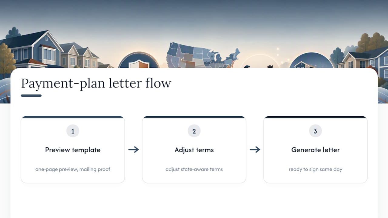 Three-step payment plan letter workflow