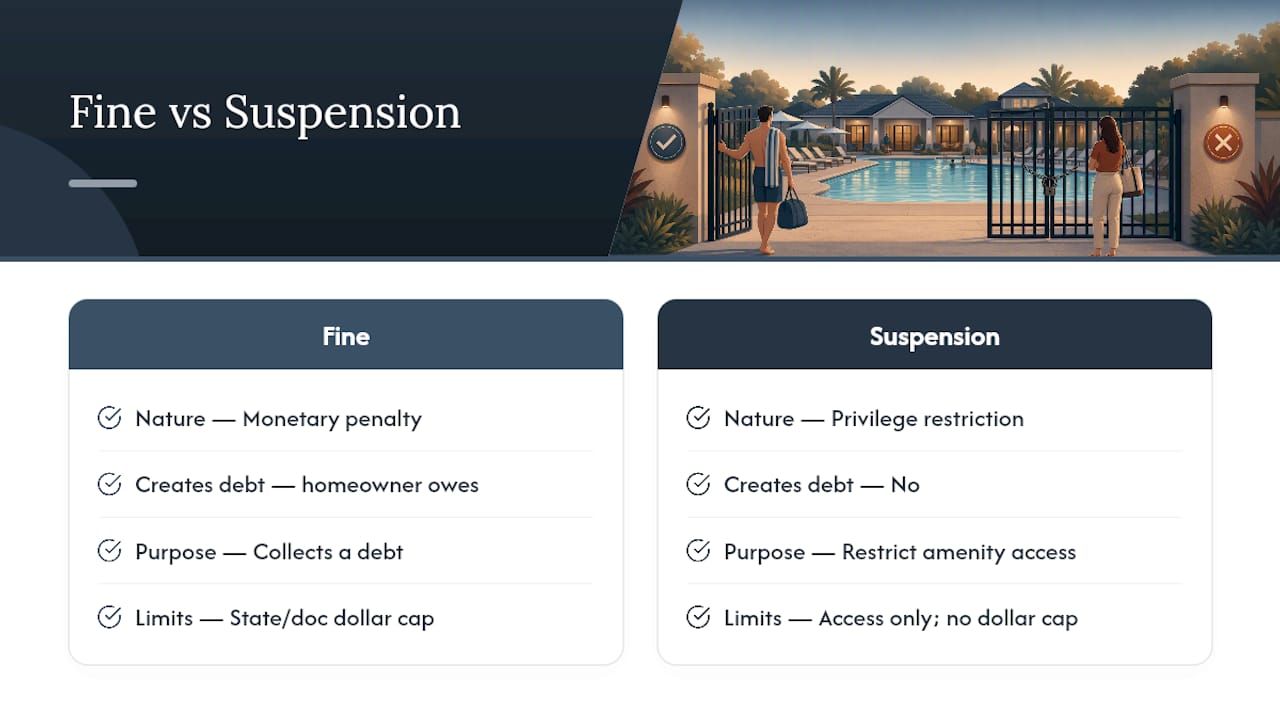 Is an Amenity Suspension the Same as a Fine? — overview diagram