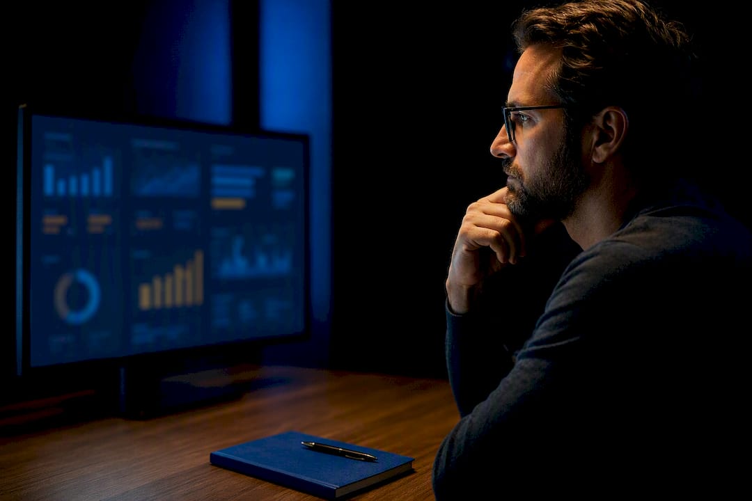 Seller reviewing new customer advertising metrics