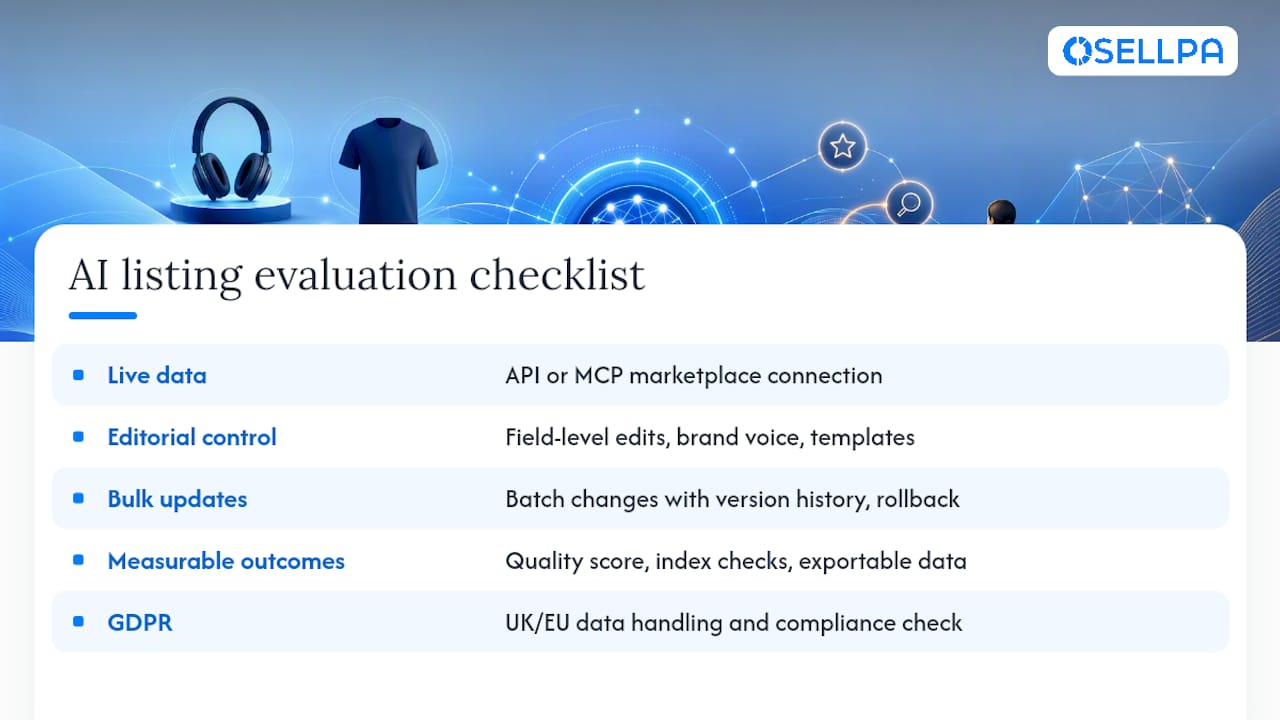 Five criteria for evaluating AI listing tools