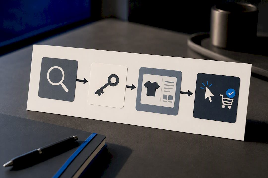 Keyword listing relevance flow illustration