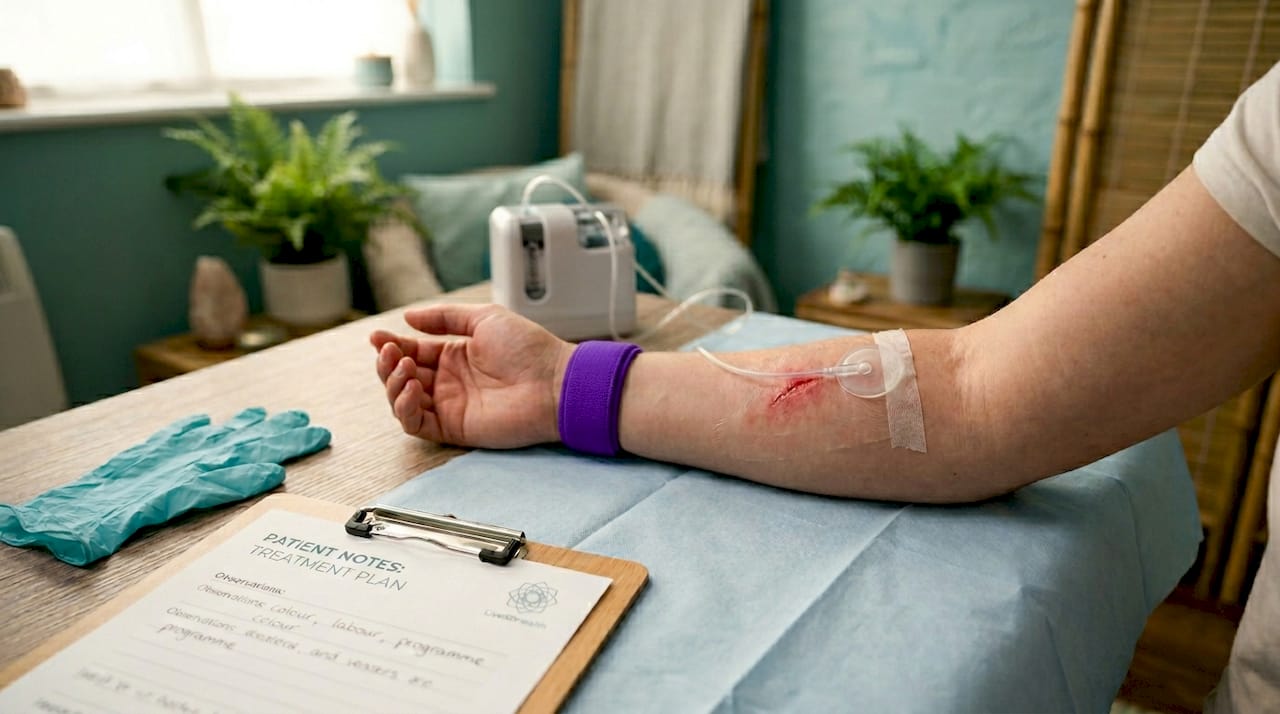 Oxygen therapy device applied on patient's wound