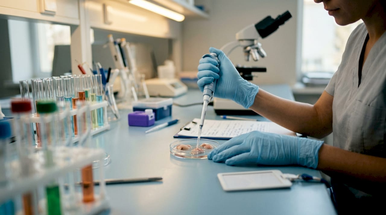 Laboratory close-up of tissue sample research
