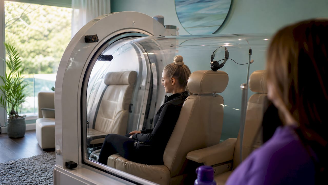 Detailed view of hyperbaric chamber interior and controls