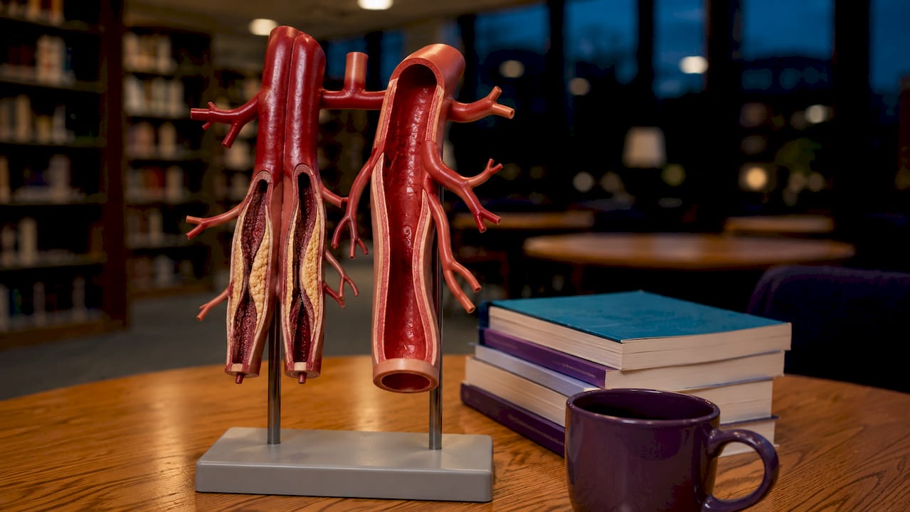 Anatomical model highlighting vasoconstricted blood vessels