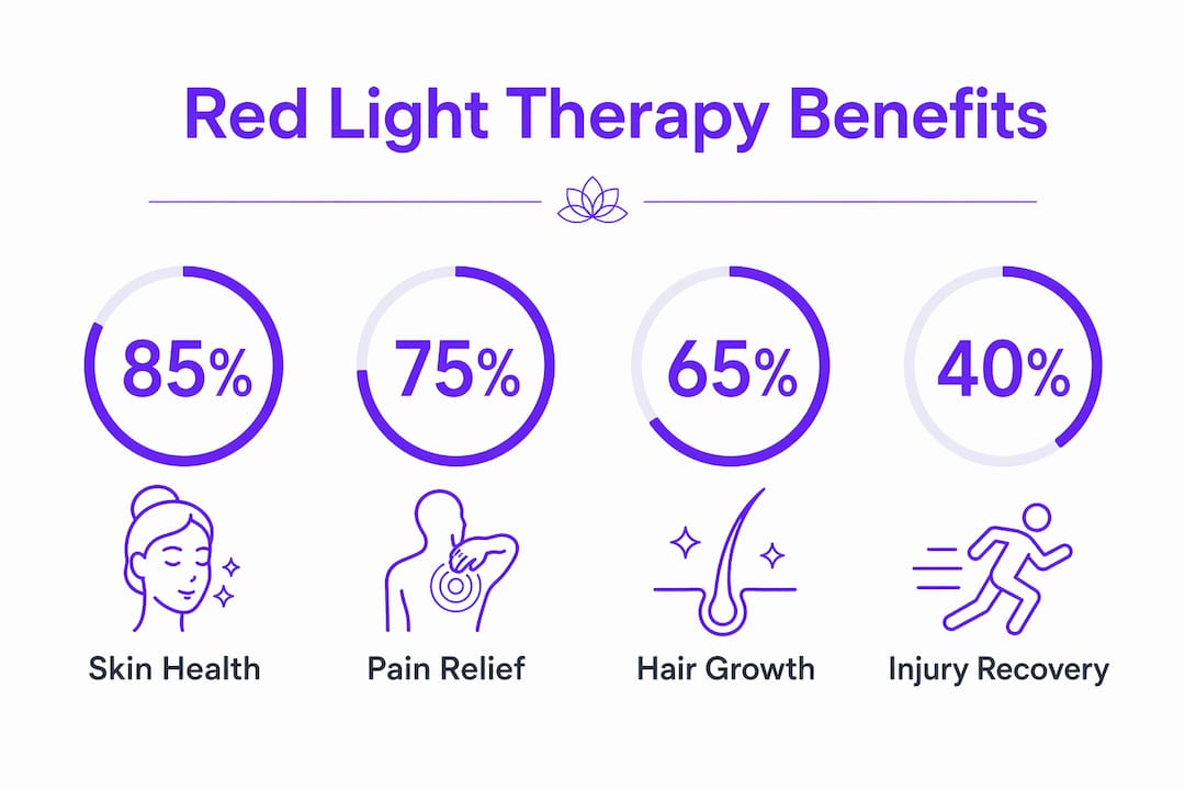 Infographic showing red light therapy benefits statistics