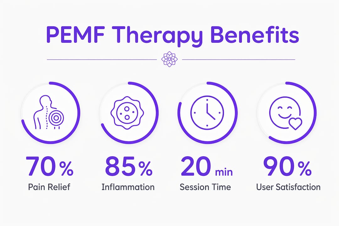 Infographic showing PEMF therapy benefits and statistics