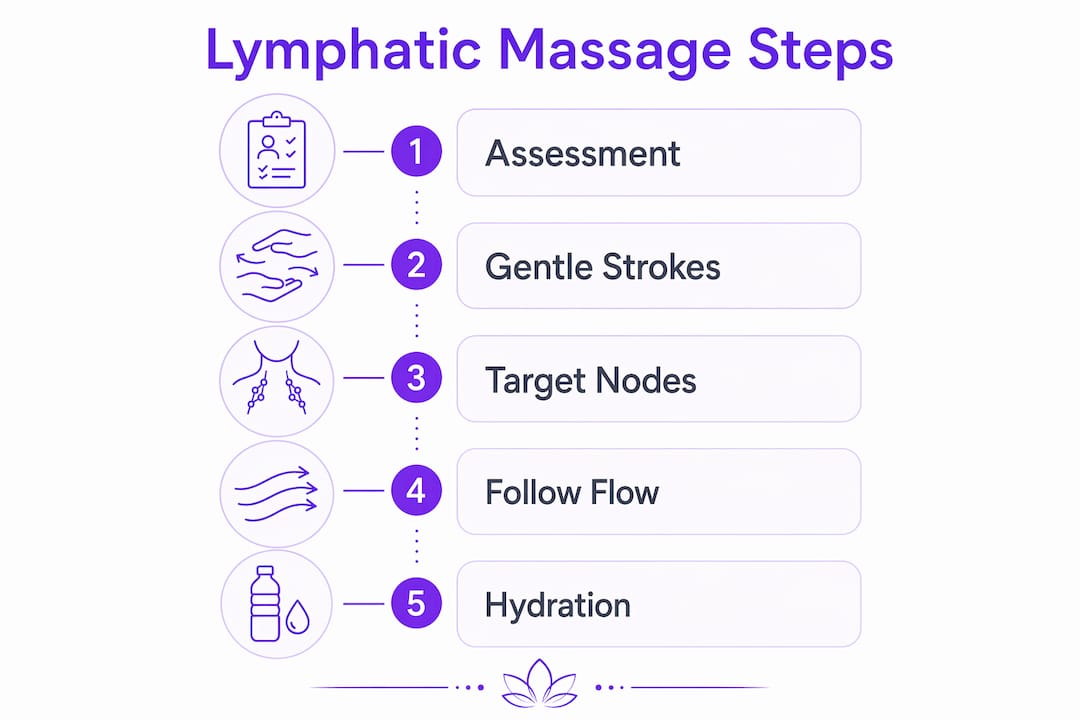 Infographic showing lymphatic massage steps
