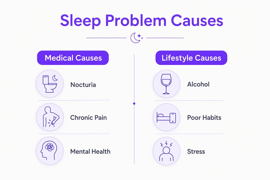Infographic comparing medical and lifestyle sleep causes