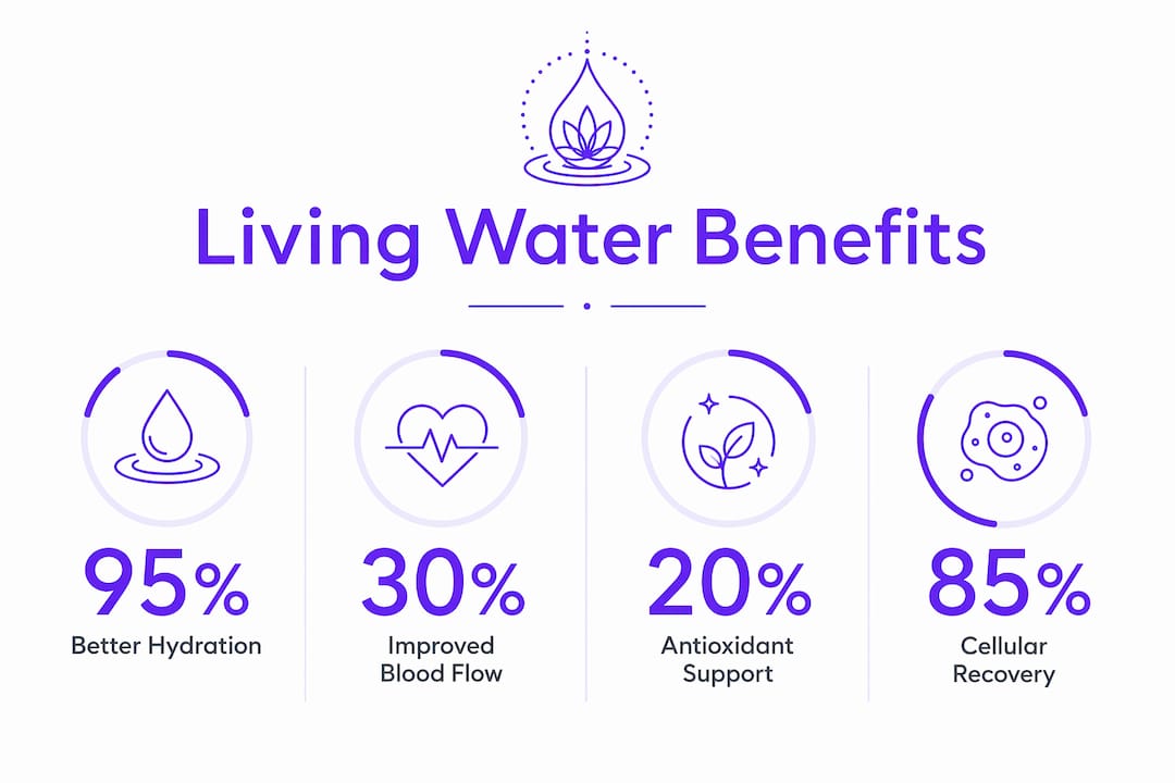 Infographic showing living water health benefits