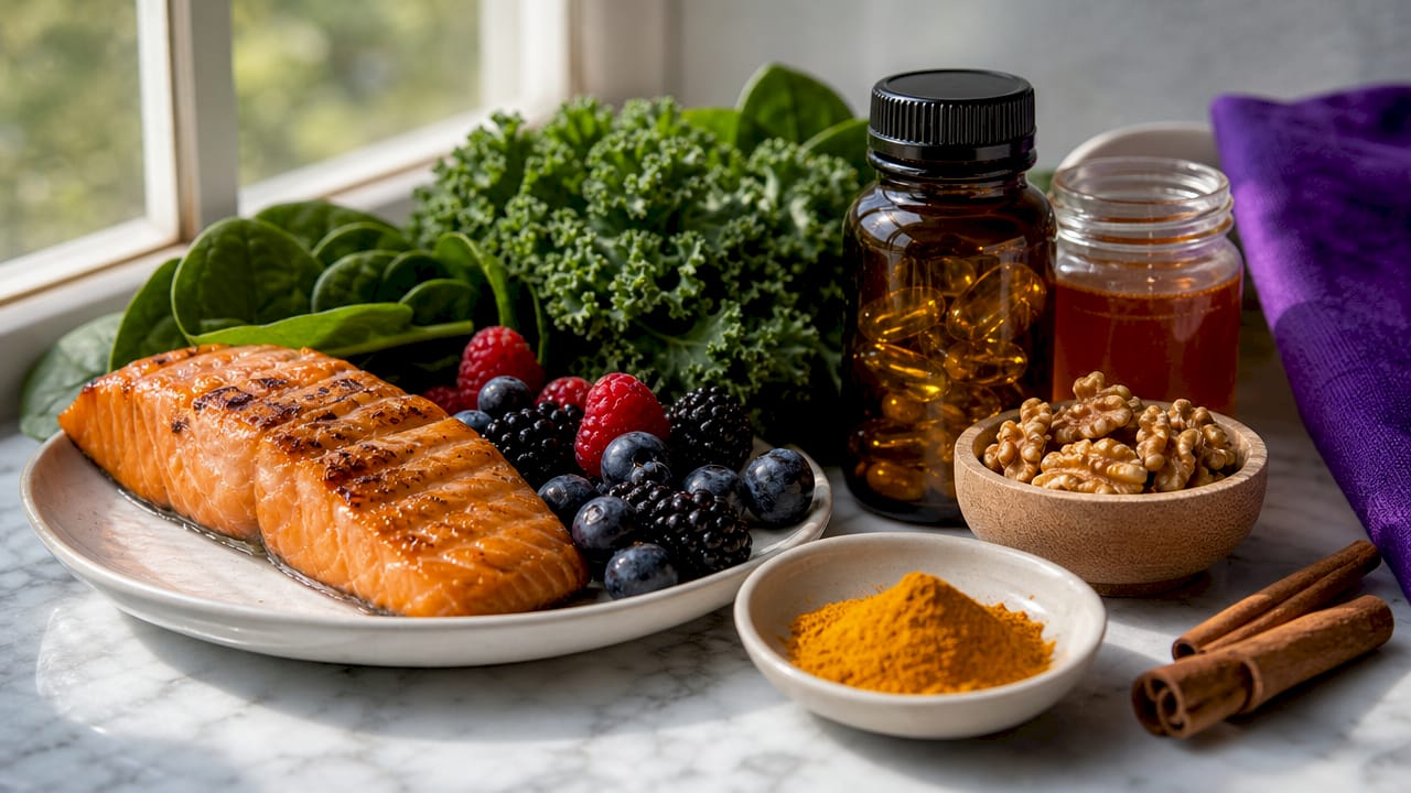Anti-inflammatory foods and supplements on counter
